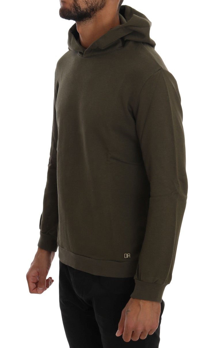 Daniele Alessandrini Elegant Green Cotton Hooded Sweater Daniele Alessandrini