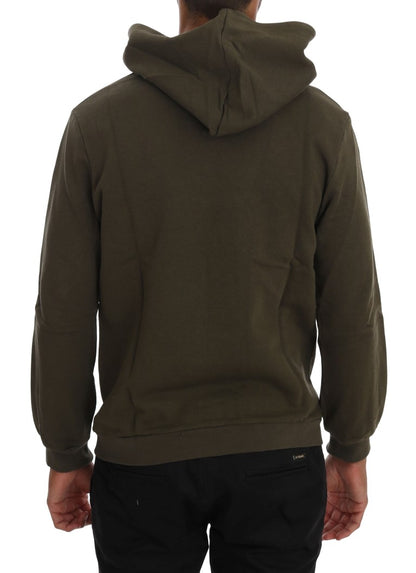 Daniele Alessandrini Elegant Green Cotton Hooded Sweater Daniele Alessandrini