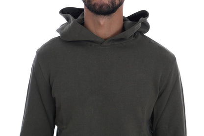 Daniele Alessandrini Elegant Green Cotton Hooded Sweater Daniele Alessandrini