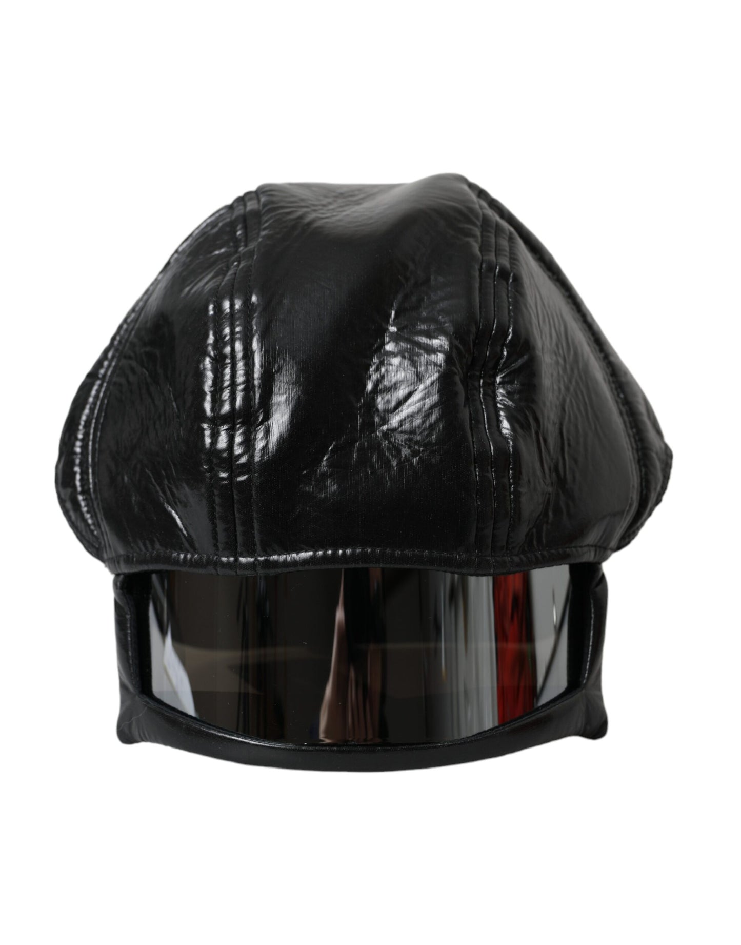 Dolce & Gabbana Black Leather Helmet Visor Bucket Hat Men Dolce & Gabbana