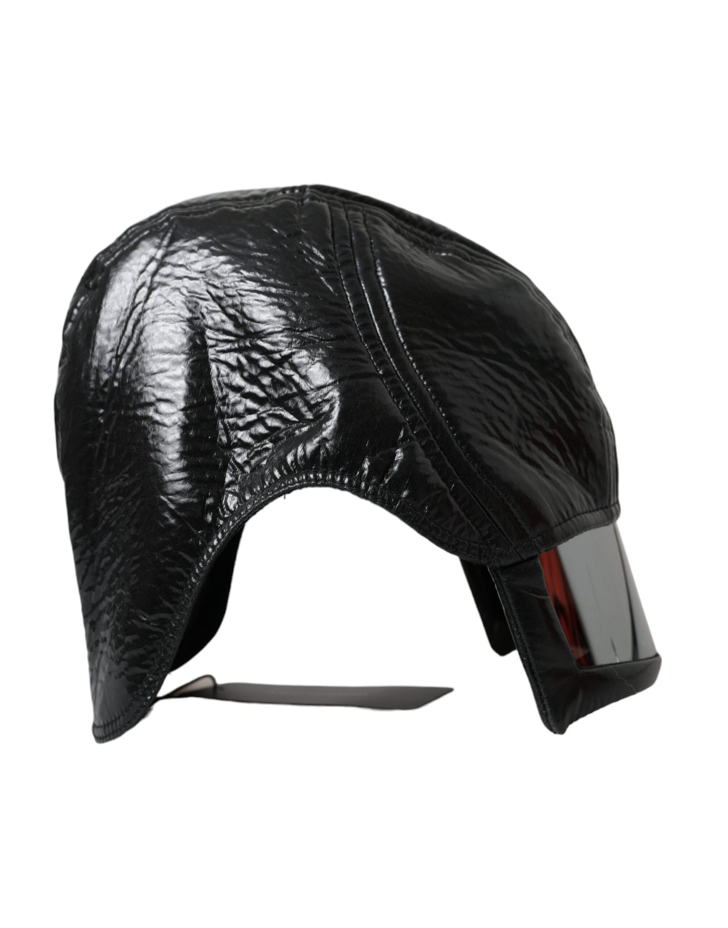 Dolce & Gabbana Black Leather Helmet Visor Bucket Hat Men Dolce & Gabbana