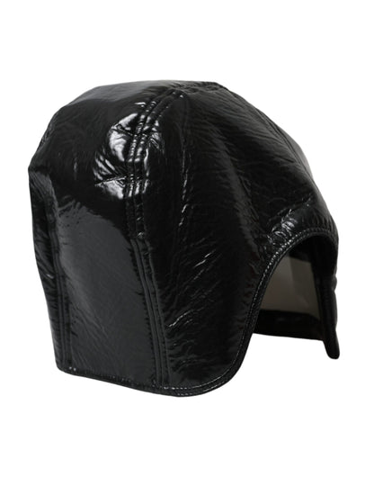 Dolce & Gabbana Black Leather Helmet Visor Bucket Hat Men Dolce & Gabbana