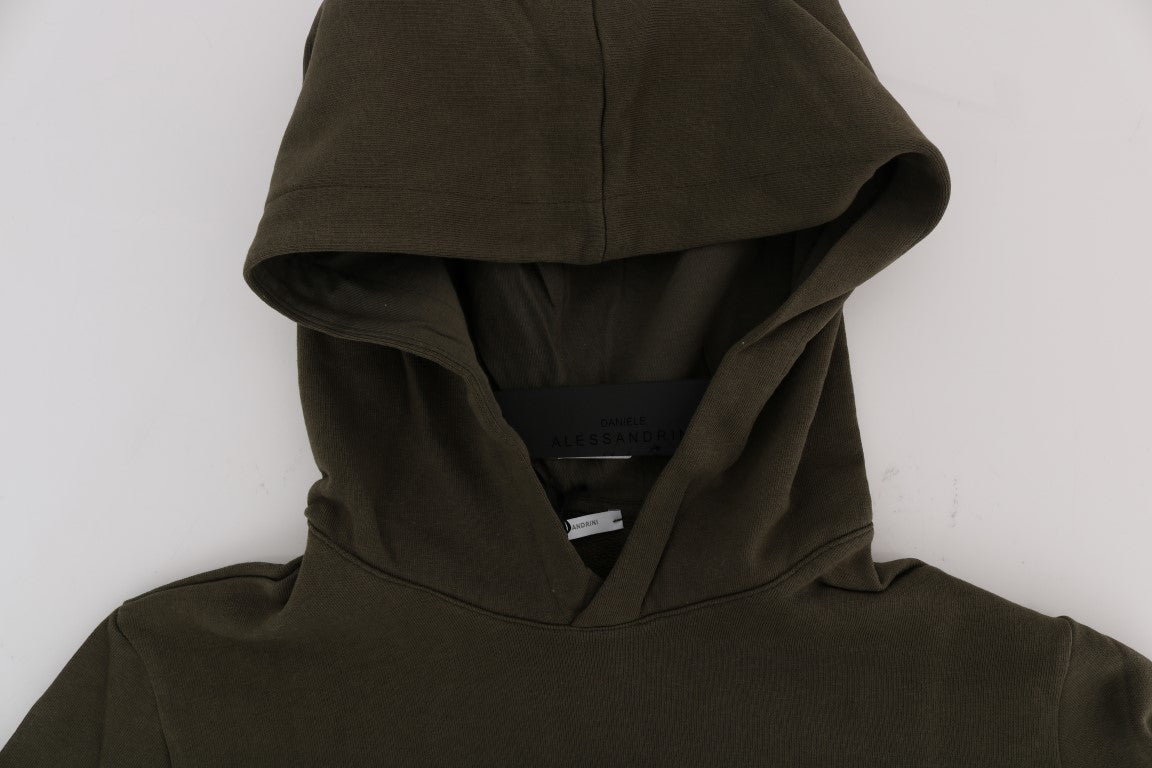 Daniele Alessandrini Elegant Green Cotton Hooded Sweater Daniele Alessandrini