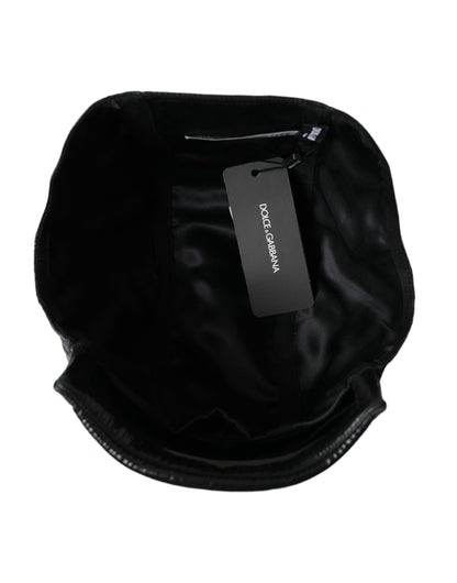 Dolce & Gabbana Black Leather Helmet Visor Bucket Hat Men Dolce & Gabbana