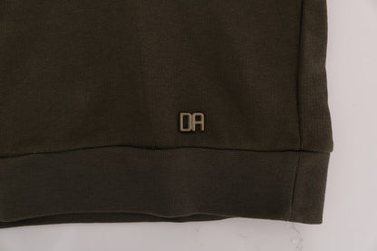 Daniele Alessandrini Elegant Green Cotton Hooded Sweater Daniele Alessandrini