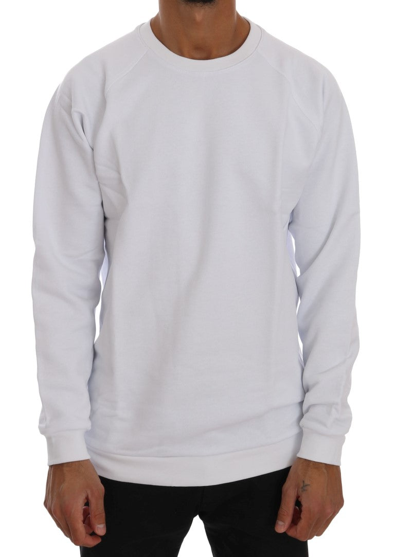 Daniele Alessandrini Elegant White Crewneck Cotton Sweater Daniele Alessandrini