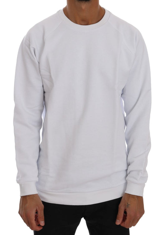 Daniele Alessandrini Elegant White Crewneck Cotton Sweater Daniele Alessandrini