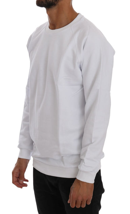 Daniele Alessandrini Elegant White Crewneck Cotton Sweater Daniele Alessandrini