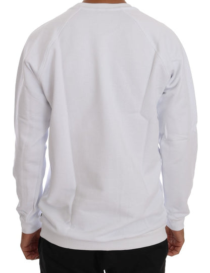 Daniele Alessandrini Elegant White Crewneck Cotton Sweater Daniele Alessandrini