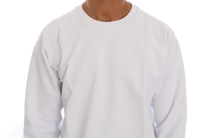 Daniele Alessandrini Elegant White Crewneck Cotton Sweater Daniele Alessandrini