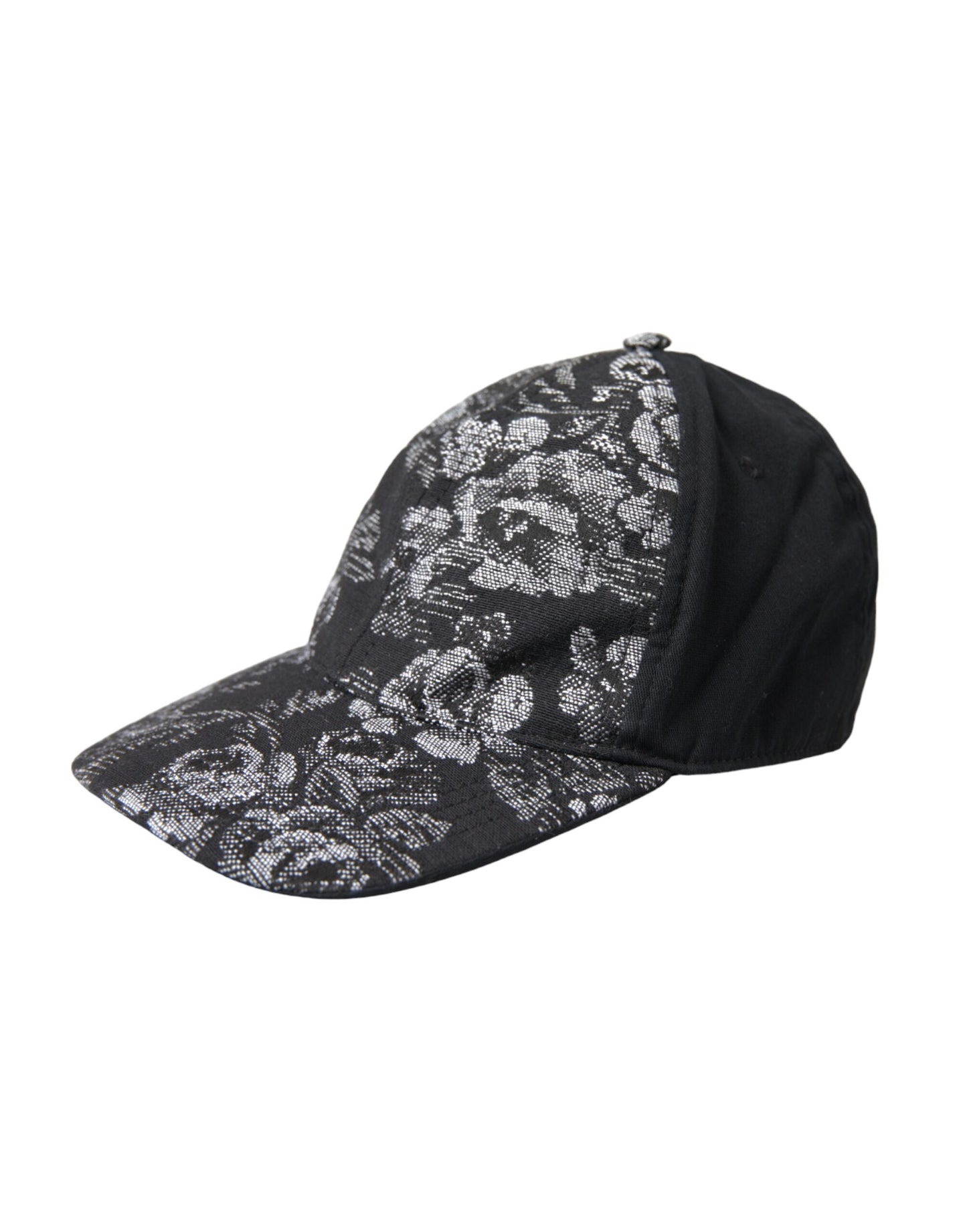 Dolce & Gabbana Black Silver Floral Print Baseball Hat Men Dolce & Gabbana