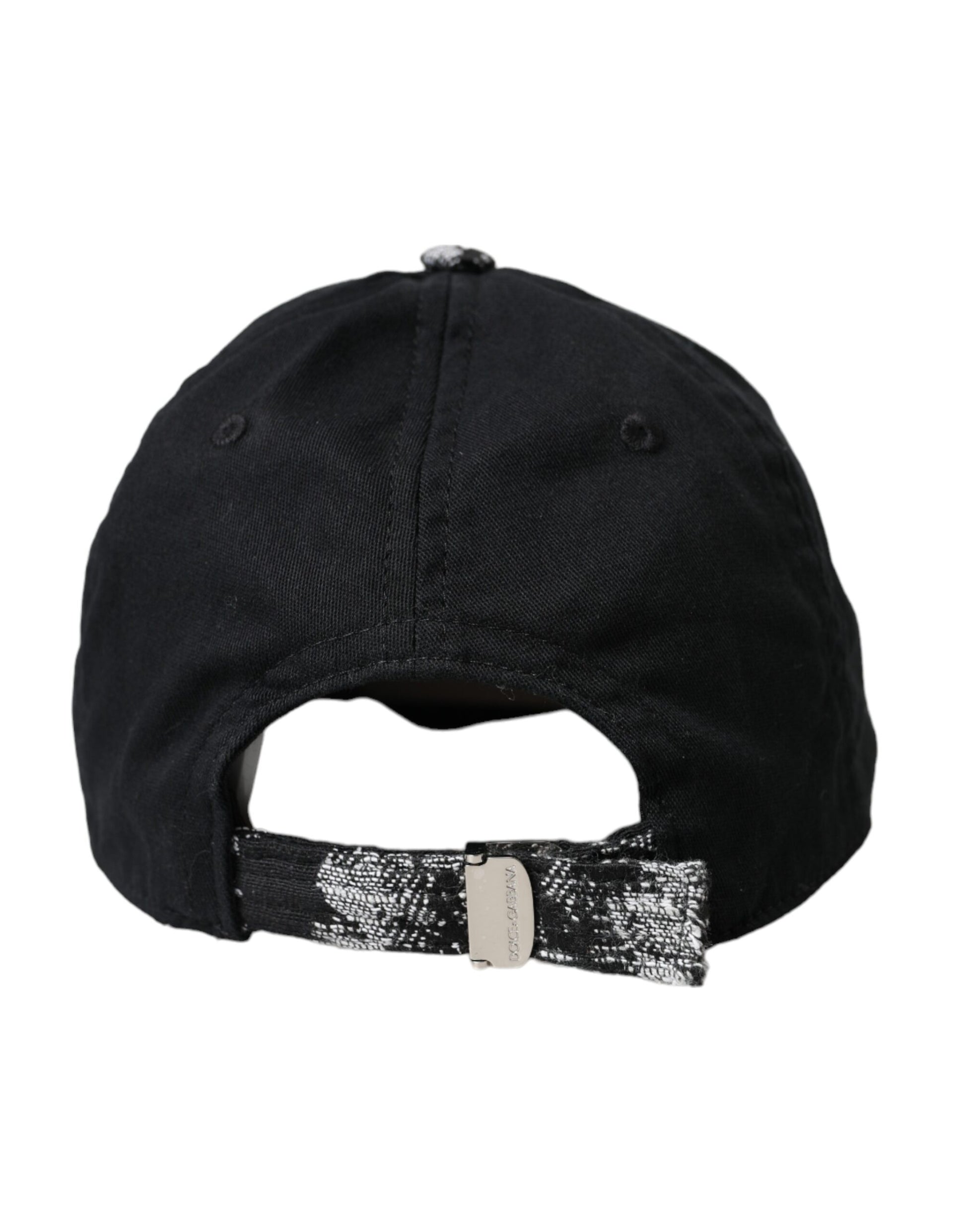 Dolce & Gabbana Black Silver Floral Print Baseball Hat Men