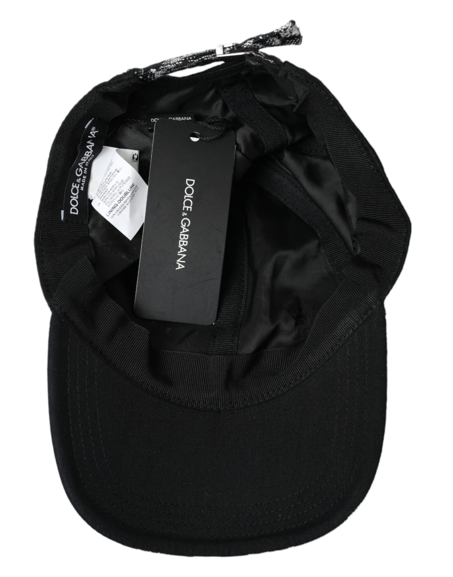 Dolce & Gabbana Black Silver Floral Print Baseball Hat Men Dolce & Gabbana