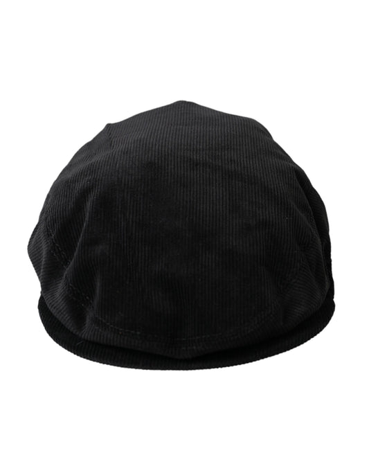 Dolce & Gabbana Black Corduroy Crown Newsboy Hat Men Dolce & Gabbana