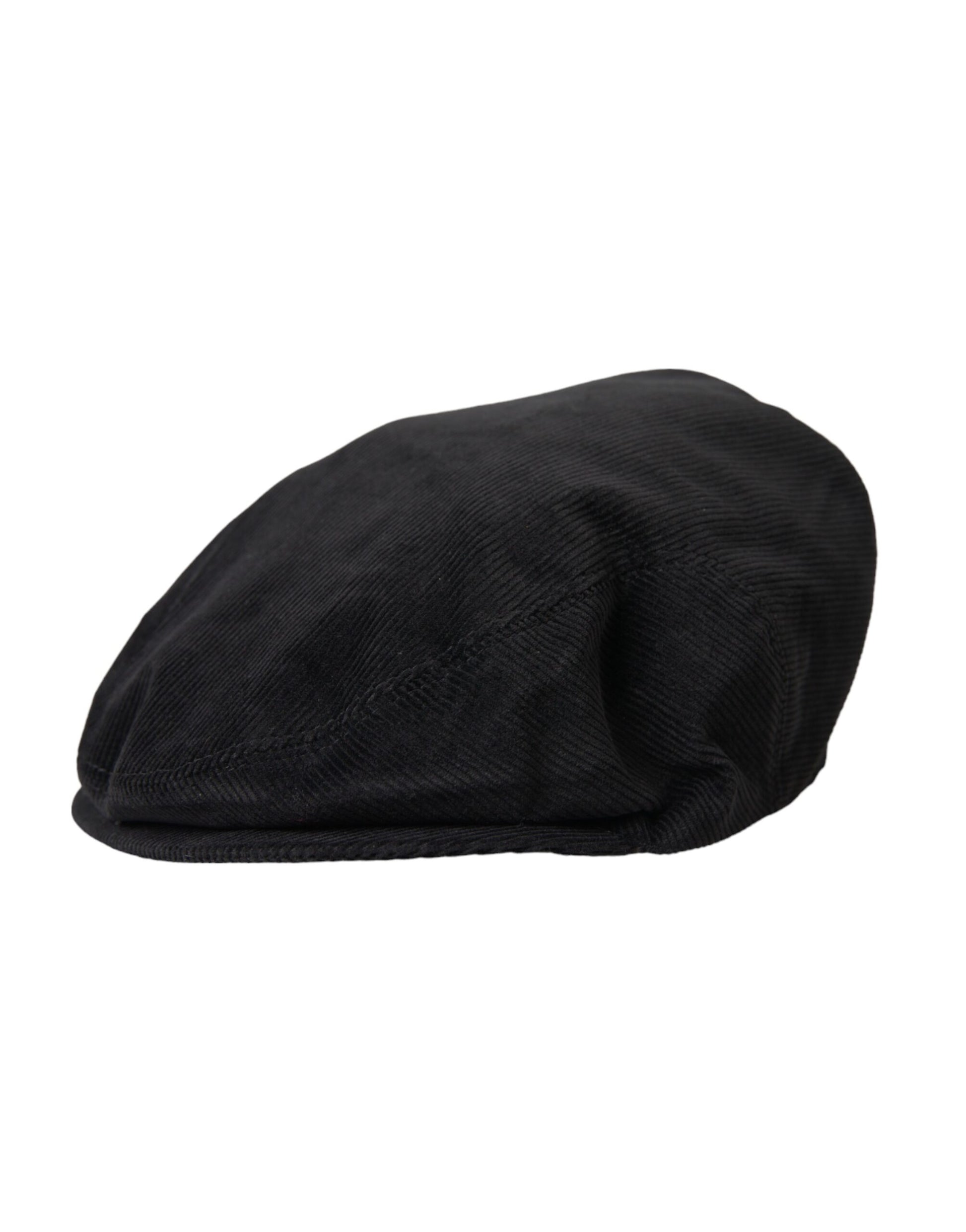 Dolce & Gabbana Black Corduroy Crown Newsboy Hat Men