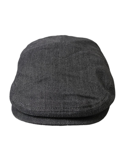 Dolce & Gabbana Gray Herringbone Crown Newsboy Hat Men Dolce & Gabbana