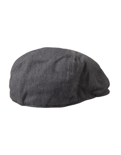 Dolce & Gabbana Gray Herringbone Crown Newsboy Hat Men Dolce & Gabbana