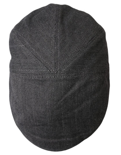 Dolce & Gabbana Gray Herringbone Crown Newsboy Hat Men Dolce & Gabbana