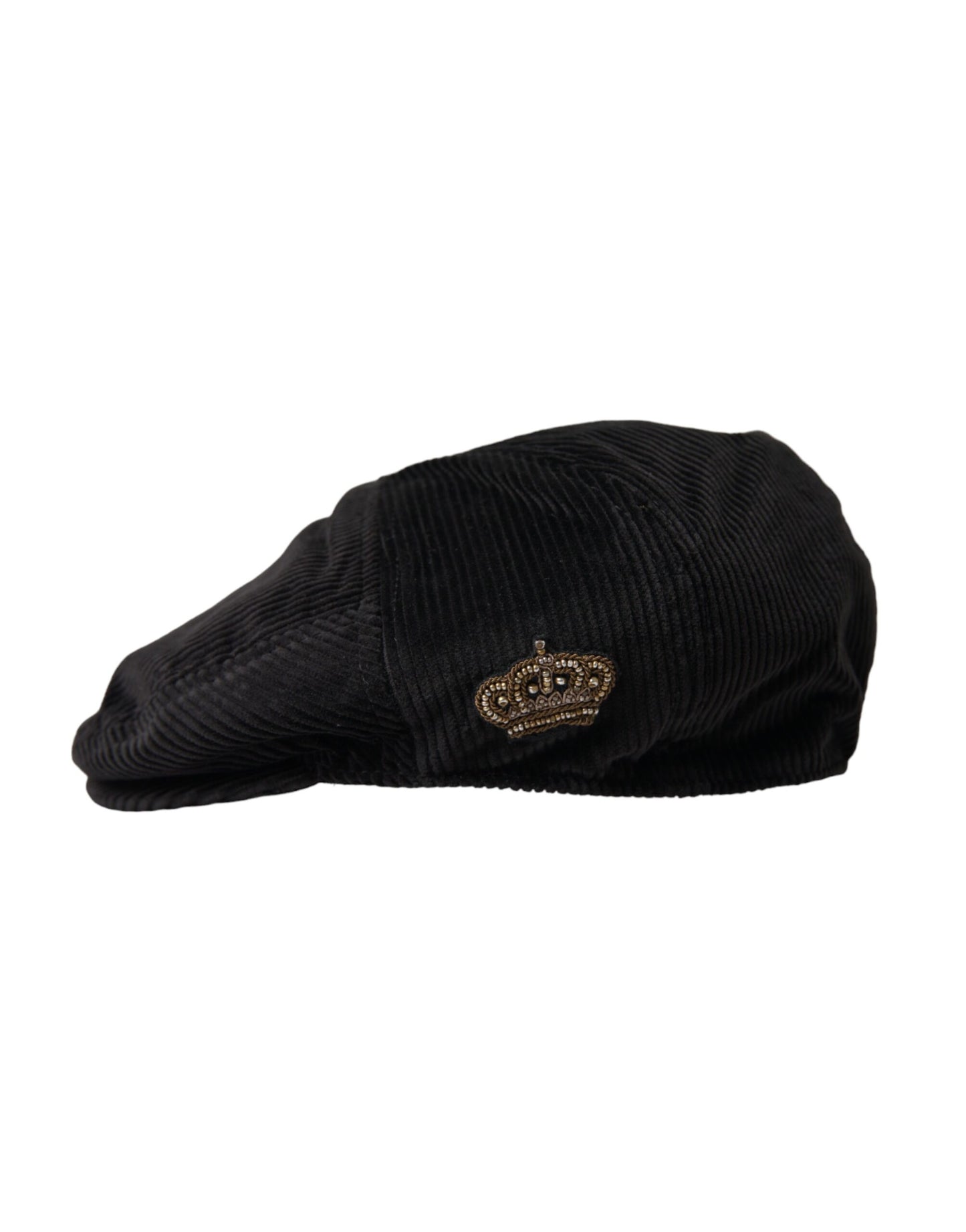 Dolce & Gabbana Black Corduroy Crown Newsboy Hat Men Dolce & Gabbana