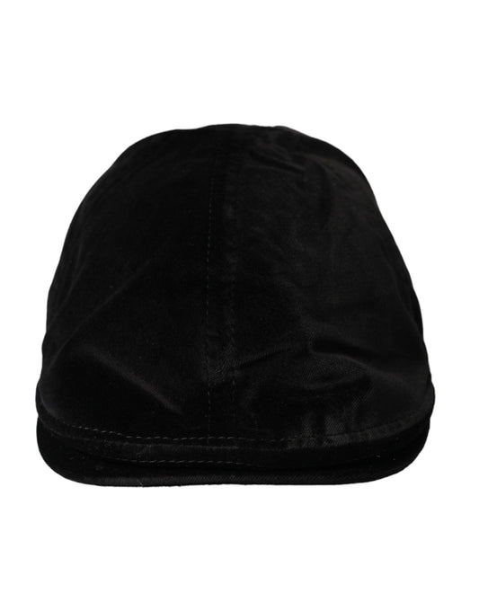 Dolce & Gabbana Black Crown Cotton Newsboy Hat Men Dolce & Gabbana