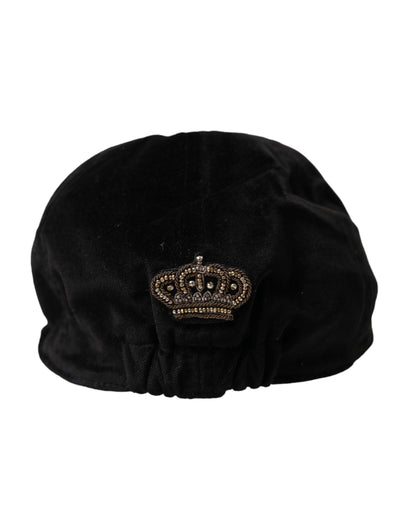 Dolce & Gabbana Black Crown Cotton Newsboy Hat Men Dolce & Gabbana