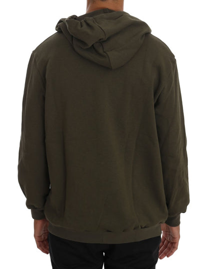 Daniele Alessandrini Elegant Green Full Zip Hooded Sweater Daniele Alessandrini