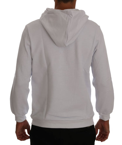 Daniele Alessandrini Elegant White Cotton Hooded Sweater Daniele Alessandrini