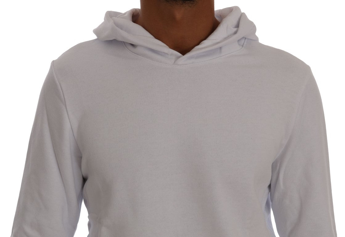 Daniele Alessandrini Elegant White Cotton Hooded Sweater Daniele Alessandrini