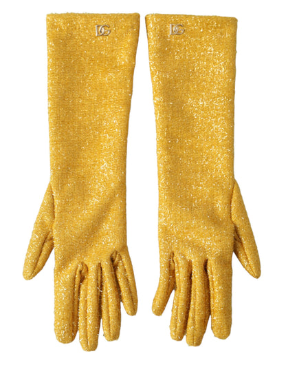 Dolce & Gabbana Gold Lurex Fantasia Mid Arm Length Gloves Dolce & Gabbana