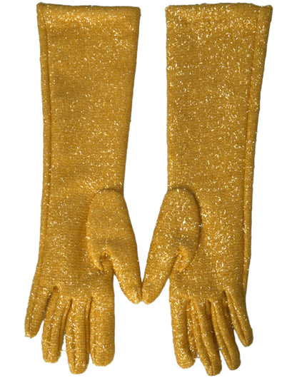 Dolce & Gabbana Gold Lurex Fantasia Mid Arm Length Gloves Dolce & Gabbana