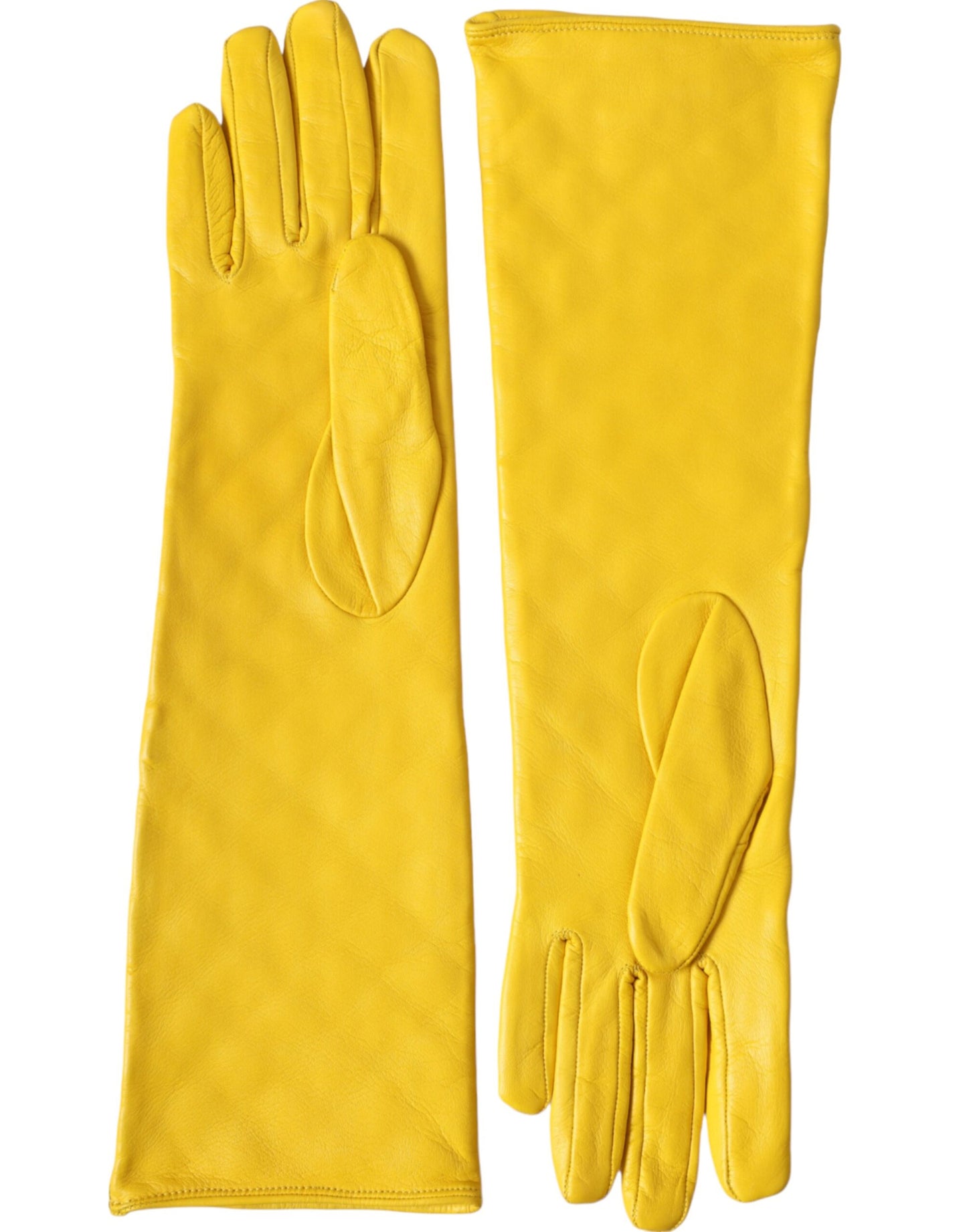 Dolce & Gabbana Gold Leather Quilted Mid Arm Length Gloves Dolce & Gabbana