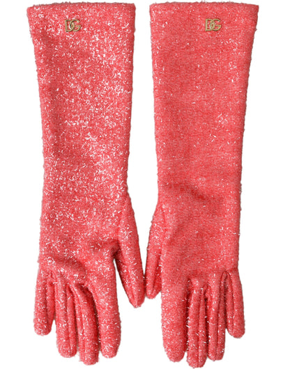 Dolce & Gabbana Pink Lurex Fantasia Mid Arm Length Gloves Dolce & Gabbana