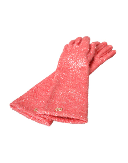 Dolce & Gabbana Pink Lurex Fantasia Mid Arm Length Gloves Dolce & Gabbana