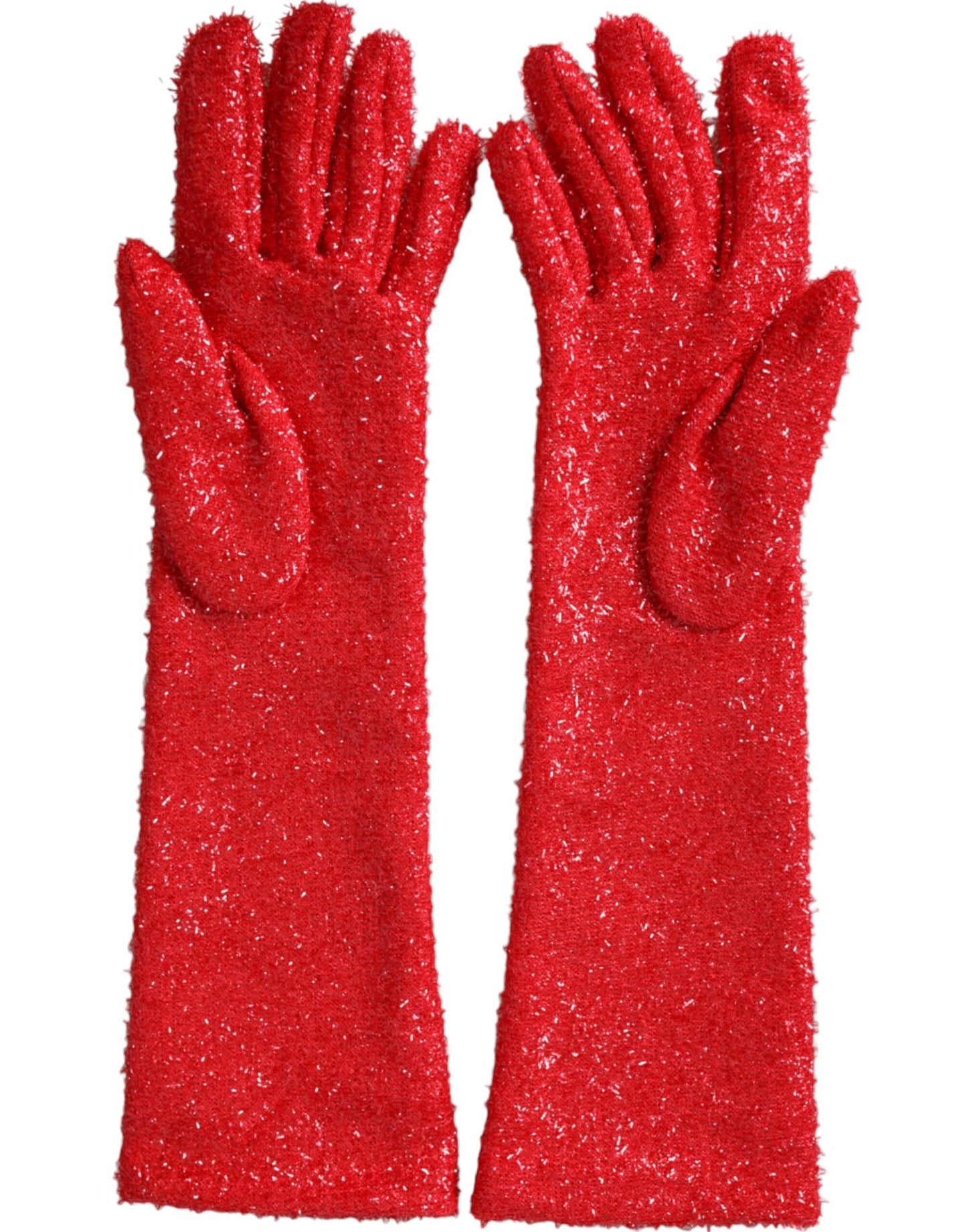 Dolce & Gabbana Red Lurex Fantasia Mid Arm Length Gloves Dolce & Gabbana