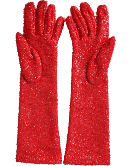 Dolce & Gabbana Red Lurex Fantasia Mid Arm Length Gloves Dolce & Gabbana