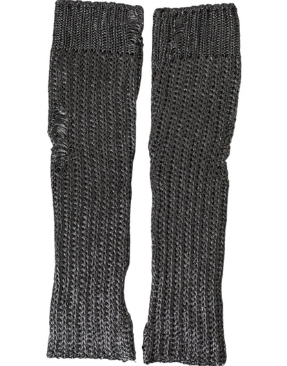 Dolce & Gabbana Gray Viscose Knitted Finger Less Gloves Dolce & Gabbana