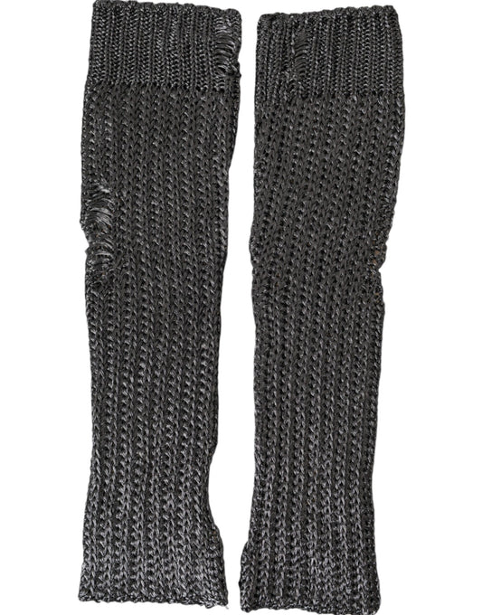 Dolce & Gabbana Gray Viscose Knitted Finger Less Gloves Dolce & Gabbana