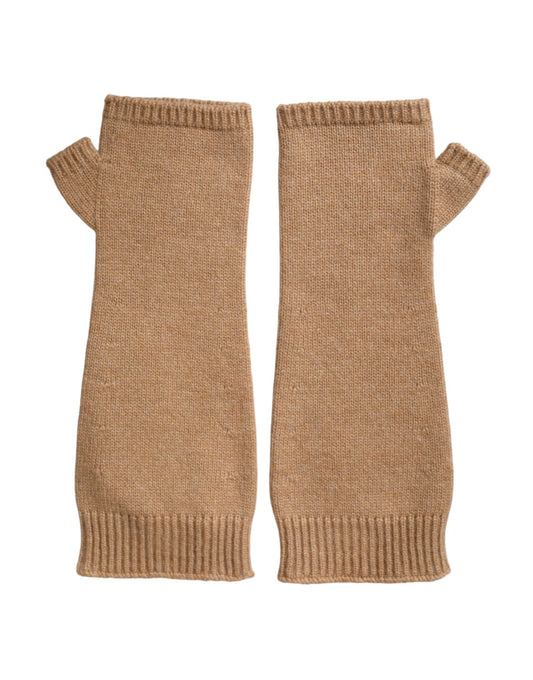 Dolce & Gabbana Brown Cashmere Knitted Finger Less Gloves Dolce & Gabbana