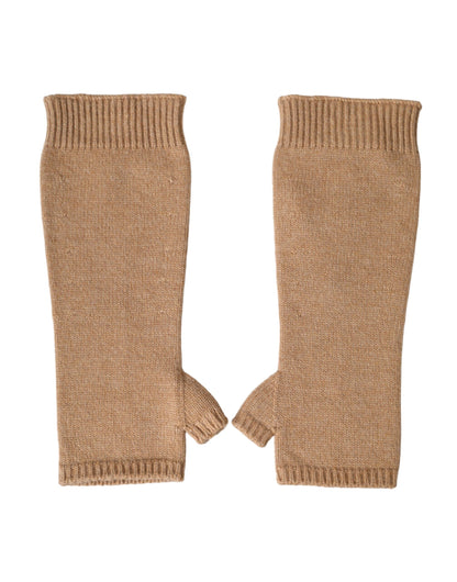 Dolce & Gabbana Brown Cashmere Knitted Finger Less Gloves Dolce & Gabbana