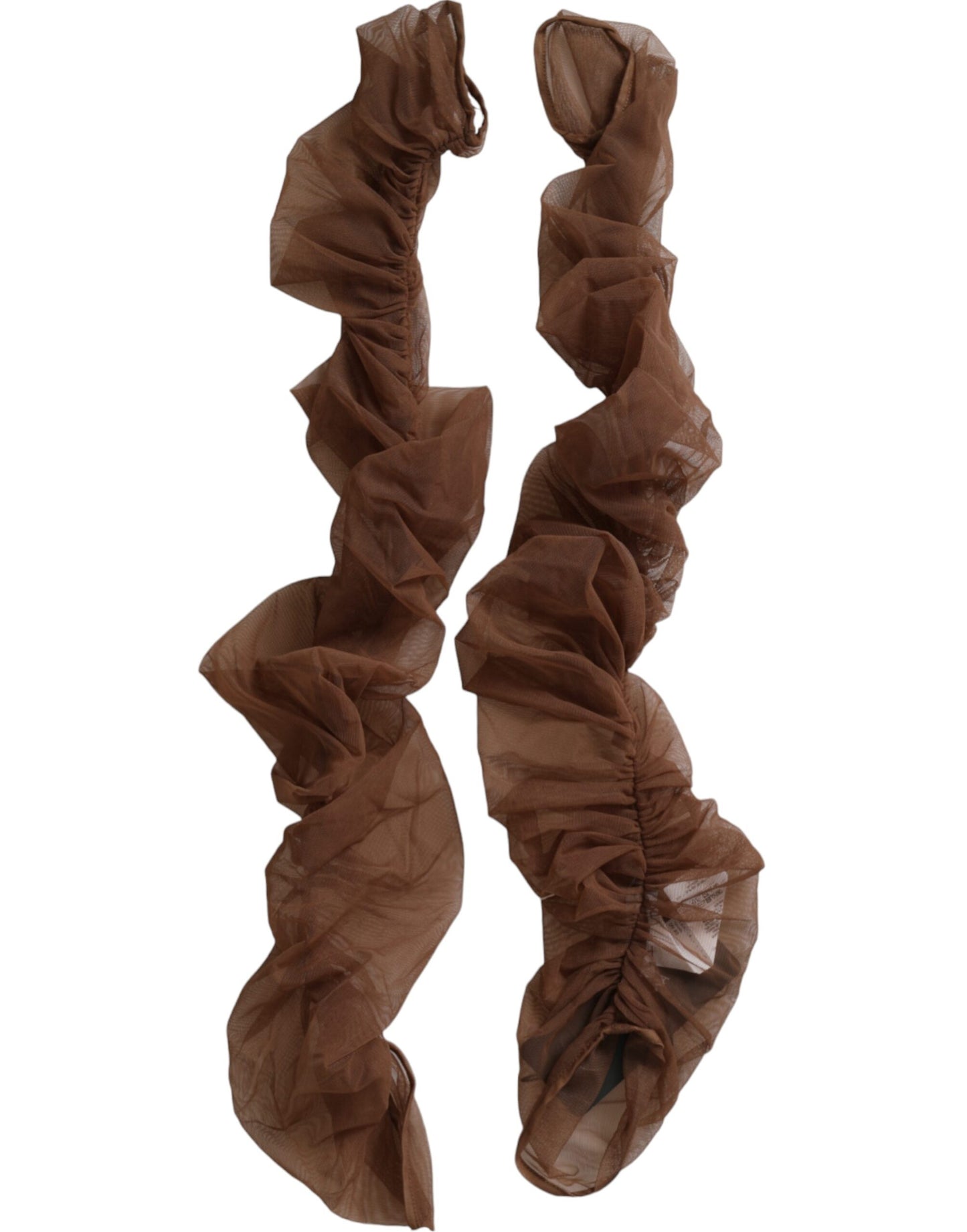 Dolce & Gabbana Brown Nylon Finger Less Elbow Long Arms Gloves Dolce & Gabbana