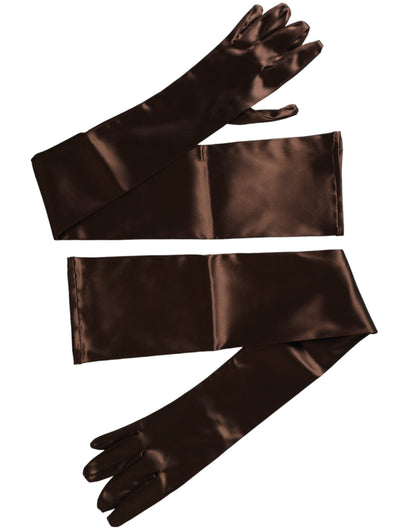 Dolce & Gabbana Brown Acetate Satin Elbow Length Gloves Dolce & Gabbana