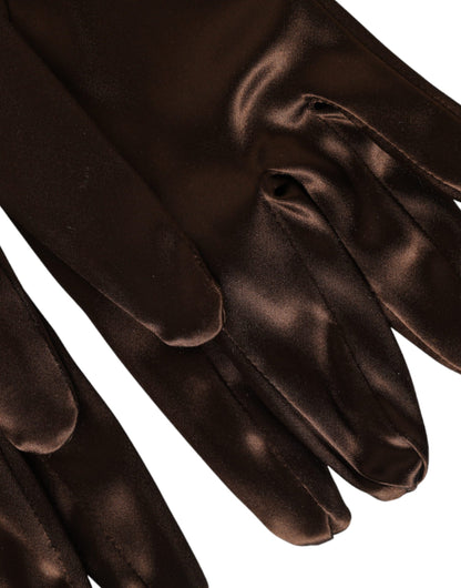 Dolce & Gabbana Brown Acetate Satin Elbow Length Gloves Dolce & Gabbana