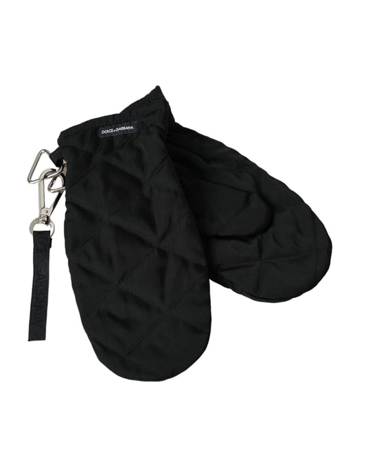 Dolce & Gabbana Black Quilted Nylon Wrist Length Mitten Gloves Dolce & Gabbana