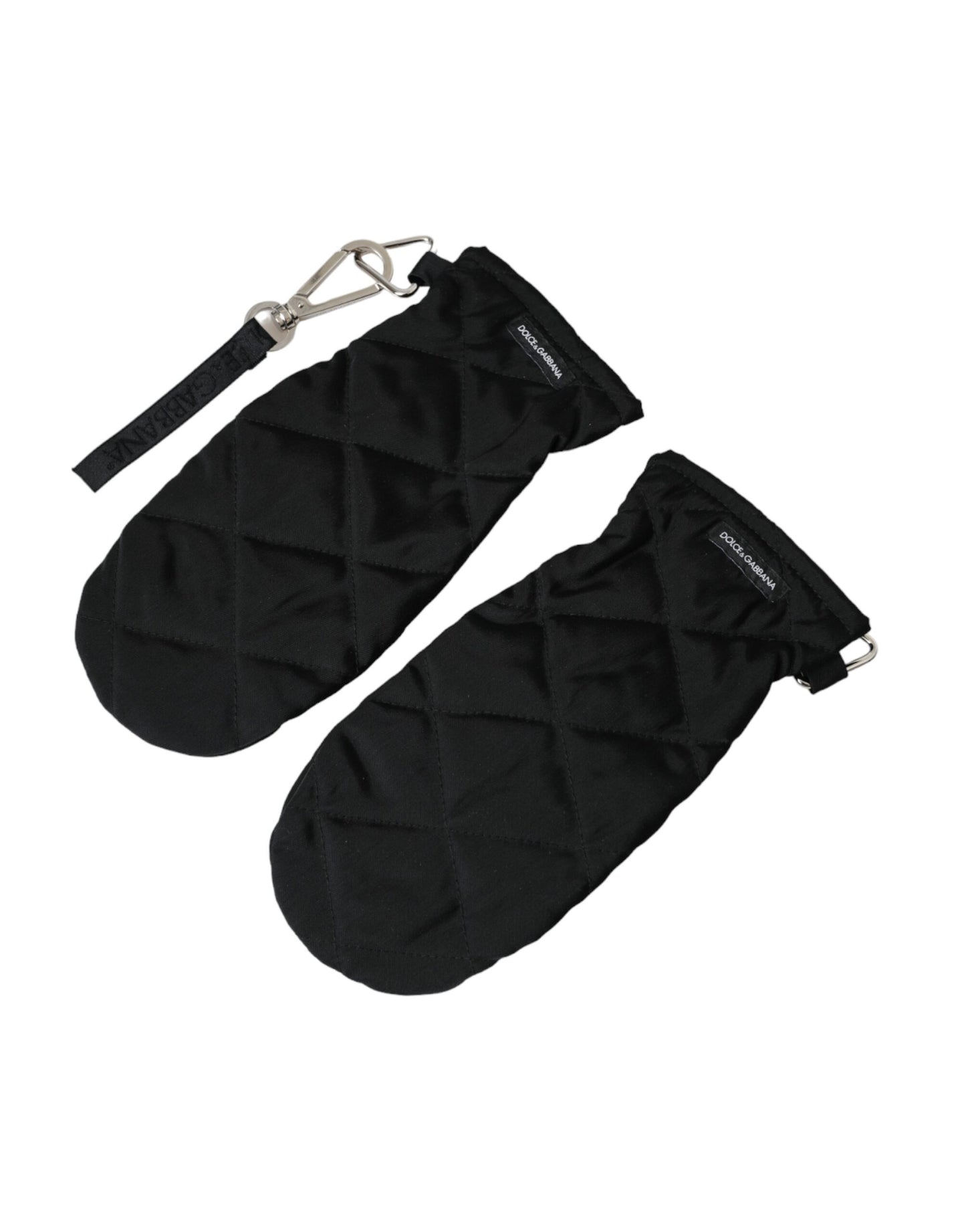 Dolce & Gabbana Black Quilted Nylon Wrist Length Mitten Gloves Dolce & Gabbana