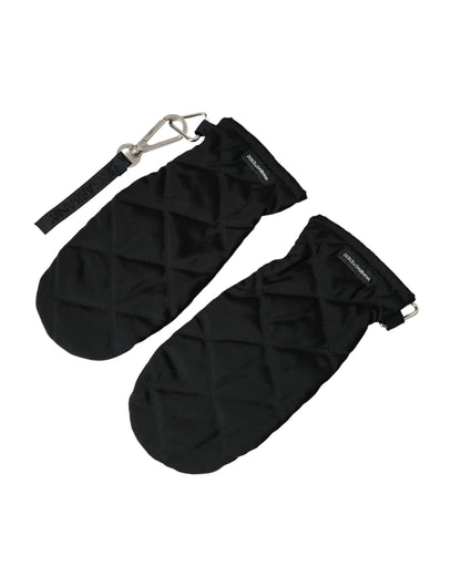 Dolce & Gabbana Black Quilted Nylon Wrist Length Mitten Gloves Dolce & Gabbana