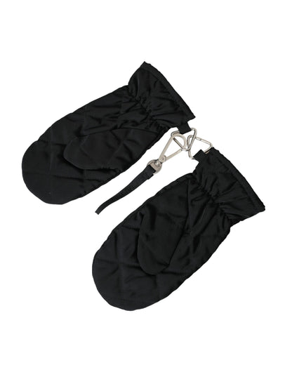 Dolce & Gabbana Black Quilted Nylon Wrist Length Mitten Gloves Dolce & Gabbana