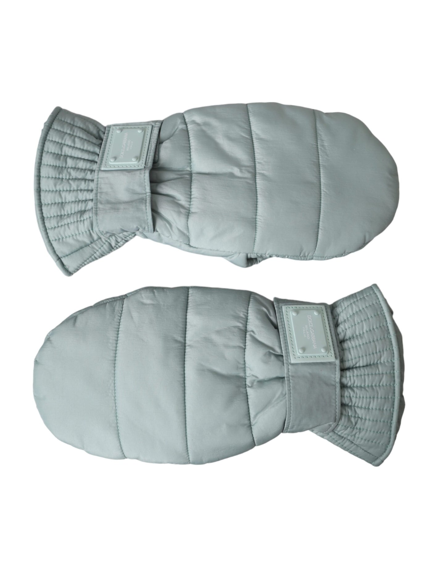 Dolce & Gabbana Green Quilted Nylon Wrist Length Mitten Gloves Dolce & Gabbana