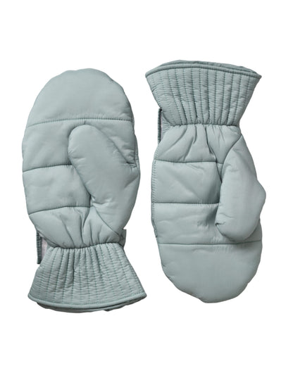 Dolce & Gabbana Green Quilted Nylon Wrist Length Mitten Gloves Dolce & Gabbana