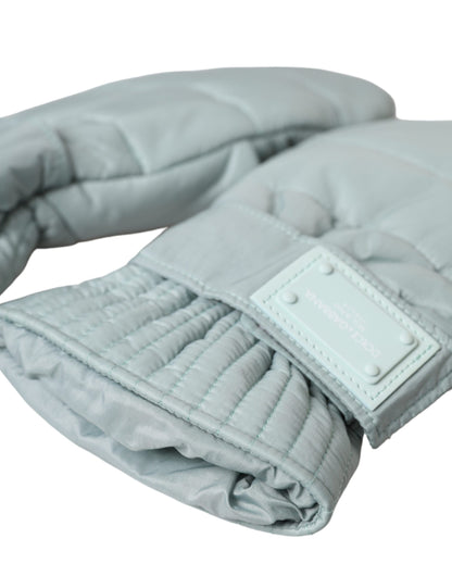 Dolce & Gabbana Green Quilted Nylon Wrist Length Mitten Gloves Dolce & Gabbana