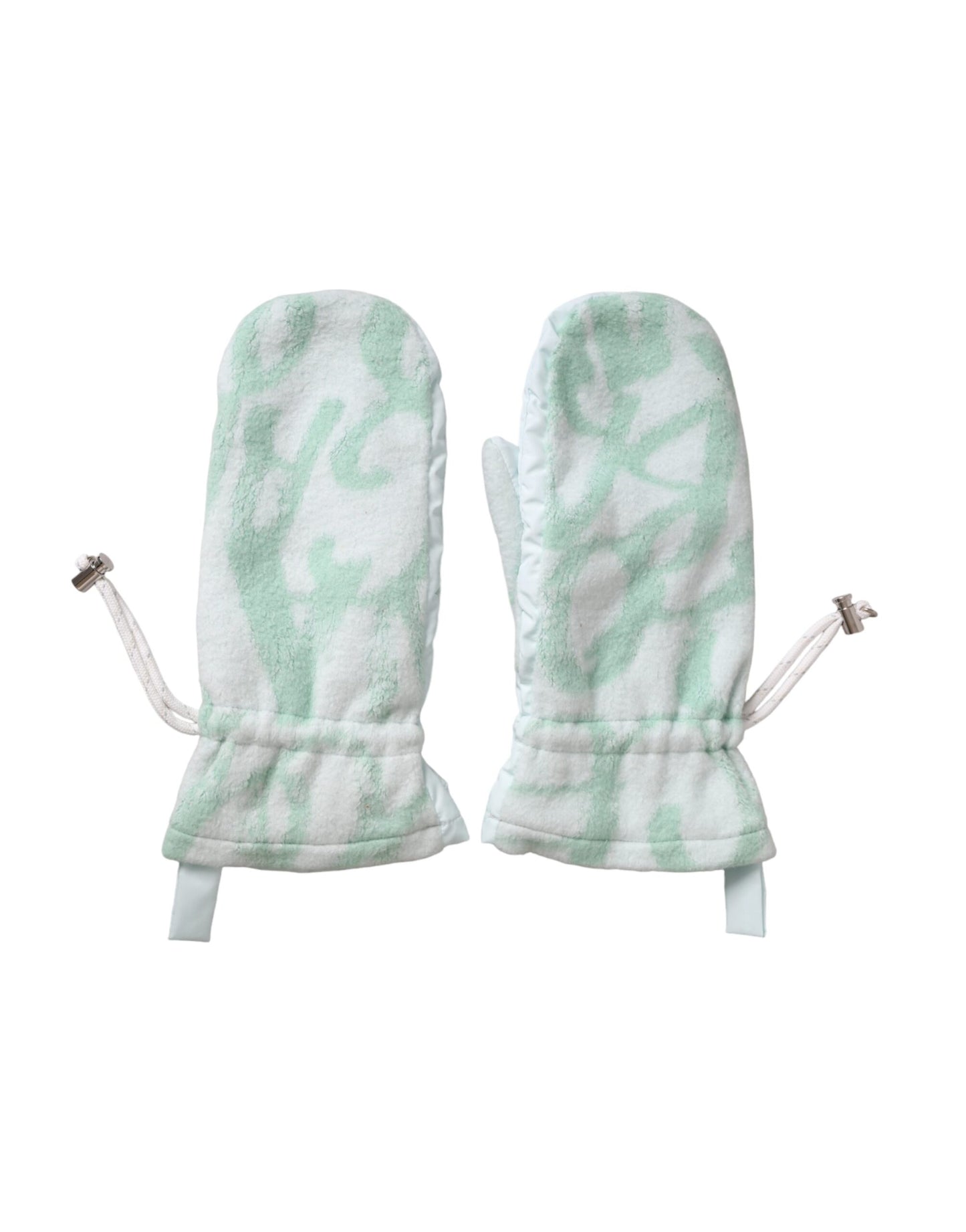 Dolce & Gabbana White Nylon Fleece Wrist Length Mitten Gloves Dolce & Gabbana